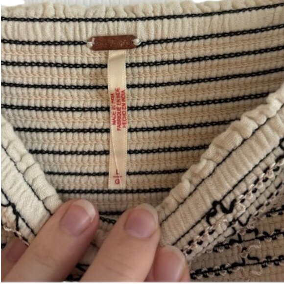 Free People Tory Smocked Embroidered Cream Mini Dress Large - Picture 7 of 7